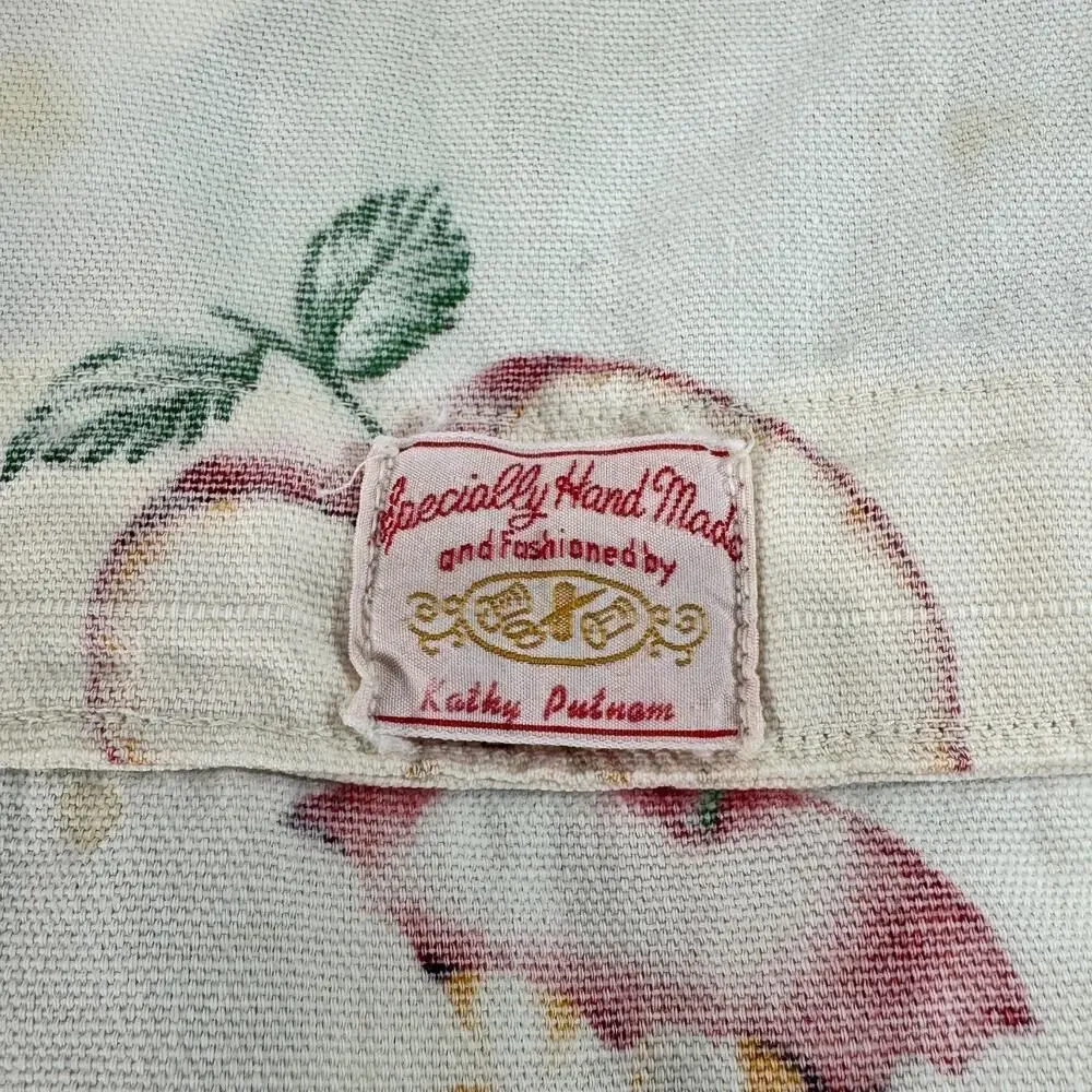 Full Apple Print Tie Apron Handmade Kitchen Cooking Granny Core Stains